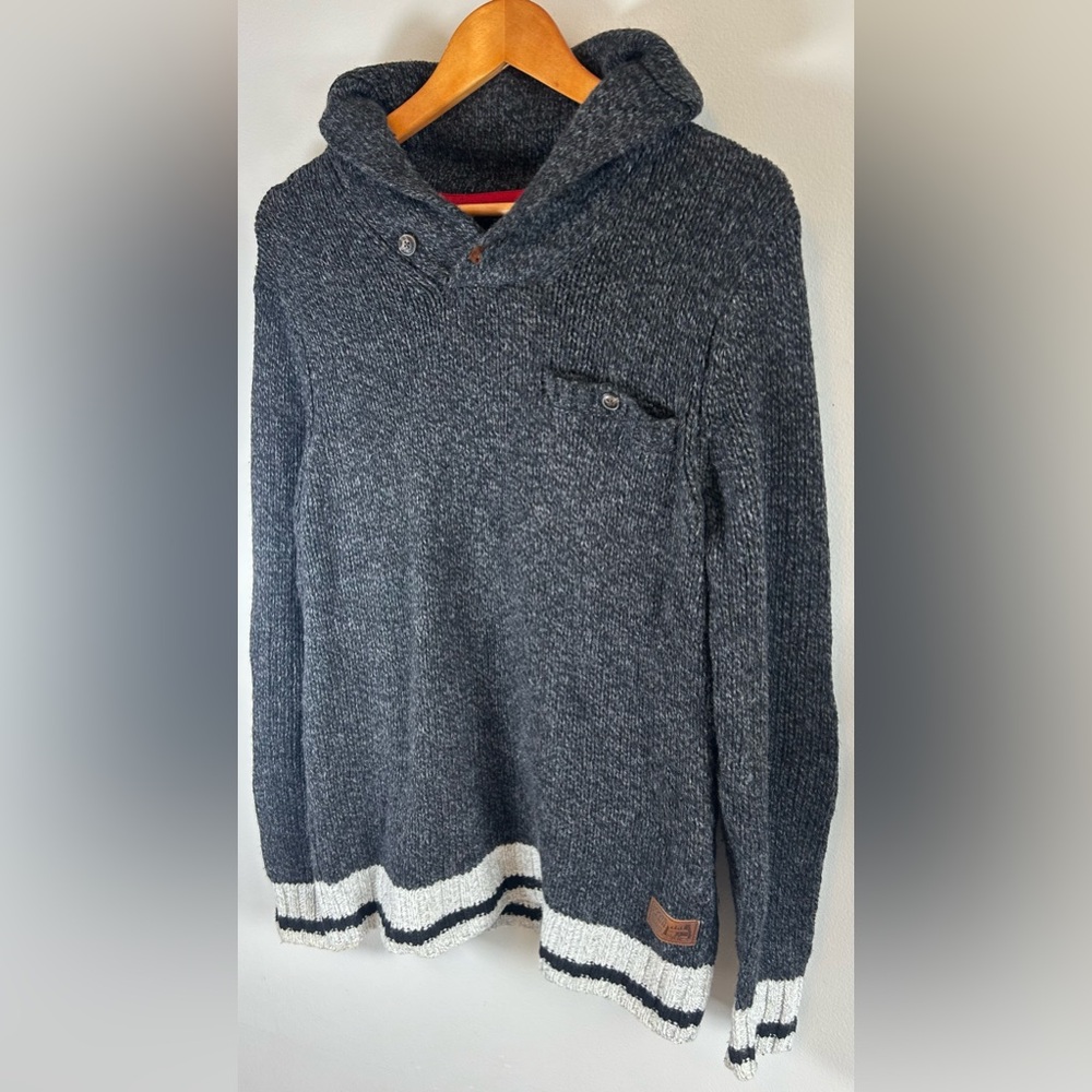 Roots Cabin Canada Men’s Sweater Shawl Collar Wool Blend Sz M Elbow Patches EUC - Picture 3 of 10